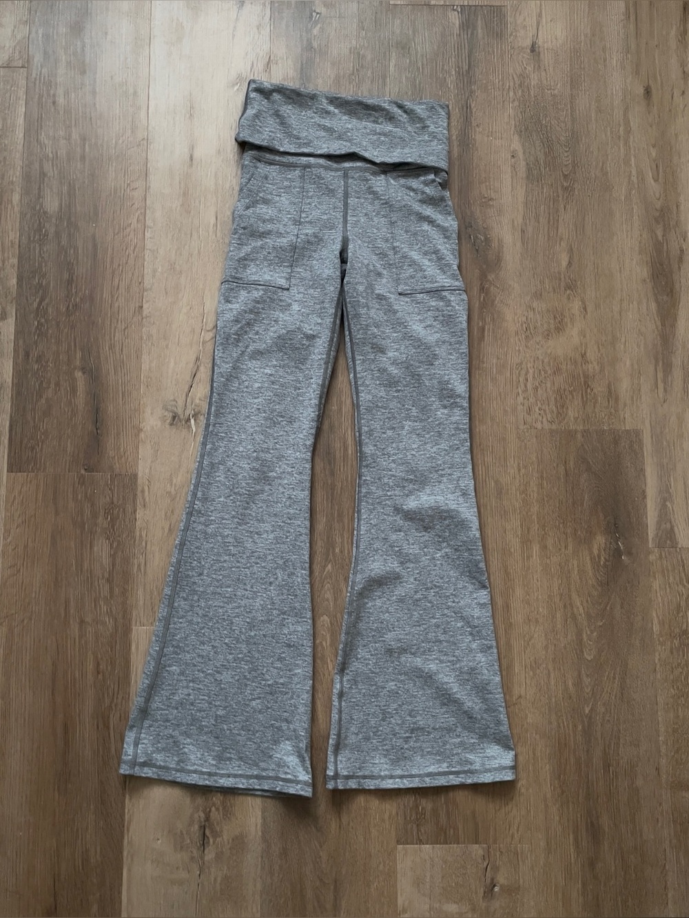 Aerie Heather Gray Fold-Over Waist Flare yoga Pants Leggings